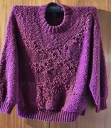 BORDOWY SWETER DAMSKI RĘCZNIE ROBIONY NA DRUTACH 