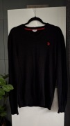 Czarny Sweter U.S. Polo assn. z Dekoltem V-Neck Klasyczny Casual