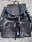 Świetny duży skórzany plecak London vintage 