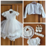 Zestaw komplet ubranko do Chrztu Świętego Roczek dziewczynka sukienka akces