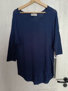 Luźna damska bluzka z wiskozy rękaw 3/4 kolor granatowy rozmiar 40