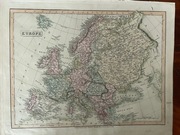 Mapa Europy 1808 miedzioryt Księstwo Warszawskie 