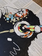 Pop art małpa audio słuchawki obraz akryl popart klub restauracja  pub bar