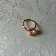 Pierścionek ZŁOTY kolor nowy perły i cyrkonie, 17