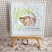 Kartka ręcznie robiona na Chrzest Św. z obrazkiem dla dziewczynki