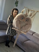 Ręcznie robiona sowa makrama z wełną czesankową 3D boho prezent 