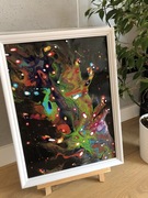 Obraz Pawie Pióro, pouring, farby akrylowe, A3