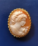 Broszka zawieszka kamea muszla srebro ? złocona  antyk okazja 5 piękna  