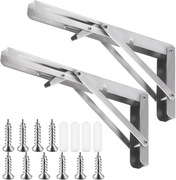 Zestaw 2 składanych wsporników półek 25,4 cm – stalowe,srebrny
