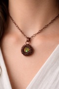 Naszyjnik chainmaille miedziany + kryształ Swarovski | UNIKAT | OKAZJA