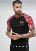 T-shirt męski rękawy w róże rozm.  L bawełna 