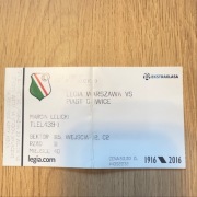[STULECIE 1916-2016] Bilet LEGIA WARSZAWA - PIAST GLIWICE 2016 r. Sezon LM!