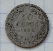 #2310 Holandia 10 centów 1898 srebro rzadsza 