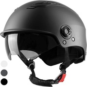 Kask z chowanym wizjerem czarny S-M 55-58cm