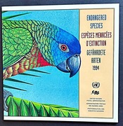 ONZ 1994 - zagrożone gatunki, folder z kompletem znaczków czystych 