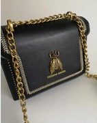 Torba na ramię w stylu Vintage z motywem pszczół. Damska czarna torebka 