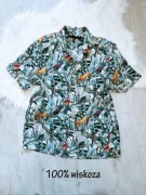 koszula, rozm. M, vintage, jungla, ptaki, papugi, kolorowa, liście