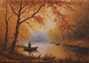 Marek Rudziński "Jesienny połów" Olej. 70x50cm. NOWY