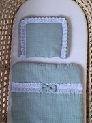 Komplet do wózka dla lalki. Muślin 