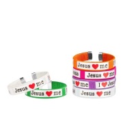 Bransoletka - I LOVE JESUS - JESUS LOVES ME - mix kolorów JEZUS 