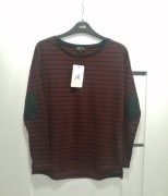 Bordowa bluzka w paski z długim rękawem Reserved