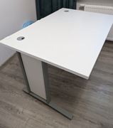 Biurko proste Tvilum Prima białe 120x80 + 2x maskownica na kable ARNBJÖRN