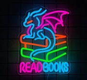 NEON SZYLD READ BOOKS SMOK KSIĄŻKA LAMPKA  PREZENT KSIĘGARNIA ANTYKWARIAT 