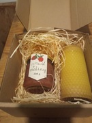 Miód malinowy+świeca z wosku 