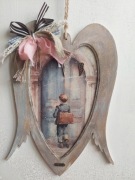 Obrazek na desce SERCE, rękodzieło 