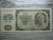 BANKNOT PRL 50 ZŁOTYCH 1948 ROK SERIA EL RYBAK NADRUK