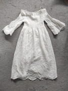 Sukienka hiszpanka do kolan z bawełnianą koronką i  ściągaczami S