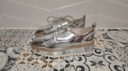 Buty Zara Basic r. 38 / 25 cm srebrne Oxfordy NOWE