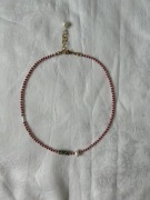 Naszyjnik,Choker z perłą hodowlaną i jaspisem dalmatyńskim 