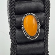 Pierścionek  zabytkowy srebro Bursztyn 5,4g