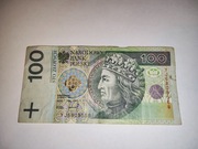 Banknot 100zł seria YJ zastępcza testowa próbna