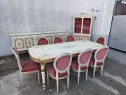 Włoska jadalnia witryna komoda stół rozkładany 8 krzeseł VINTAGE