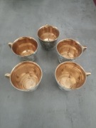 Filiżanki porcelana Wałbrzych PRL złote wnętrze vintage