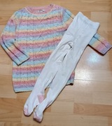 Dzianinowa sukienka sweterek tęczowy rajstopy 122 Primark