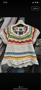 Top azurowy Zara boho z odkrytymi plecami kolorow sweterek krótki rekaw M38