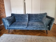 Sofa Kanapa Befame turkusowa welurowa welur aksamit marszczona