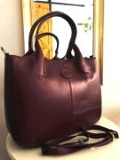 Torba skórzana na ramię bordowa na laptopa