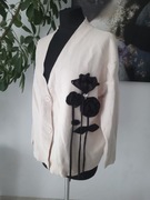 Rozpinany sweterek czarne kwiaty 3d 