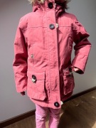 Quechua kurtka zimowa 116–122-128 cm różowa parka futro ciepła na zimę