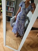 Elegancka długa sukienka na wesele w kwiaty Nowa z metką 