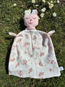 Przytulanka muślinowa pieluszka tetra miś, wyprawka, usypiacz chrzest