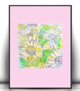 pastelowy obrazek A4, kwiaty rysunek 21x30, ogród plakat a4 grafika boho