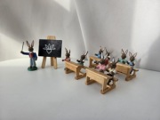 Stare drewniane figurki zajączki ozdoby wielkanocne Erzgebirge vintage