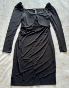 Rainbow czarna sukienka z wycięciem dopasowana