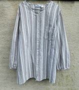 Bonprix B.P.C. beżowa koszula, bluzka w pionowe pasy, len, bawełna 50/52