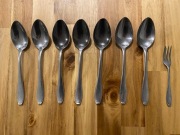 GERLACH duża łyżka widelczyk do ciasta sztućce PRL stal nierdzewna 8 szt.